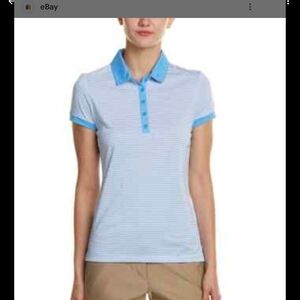 Nike Women's Light Blue Striped Polo Shirt 343